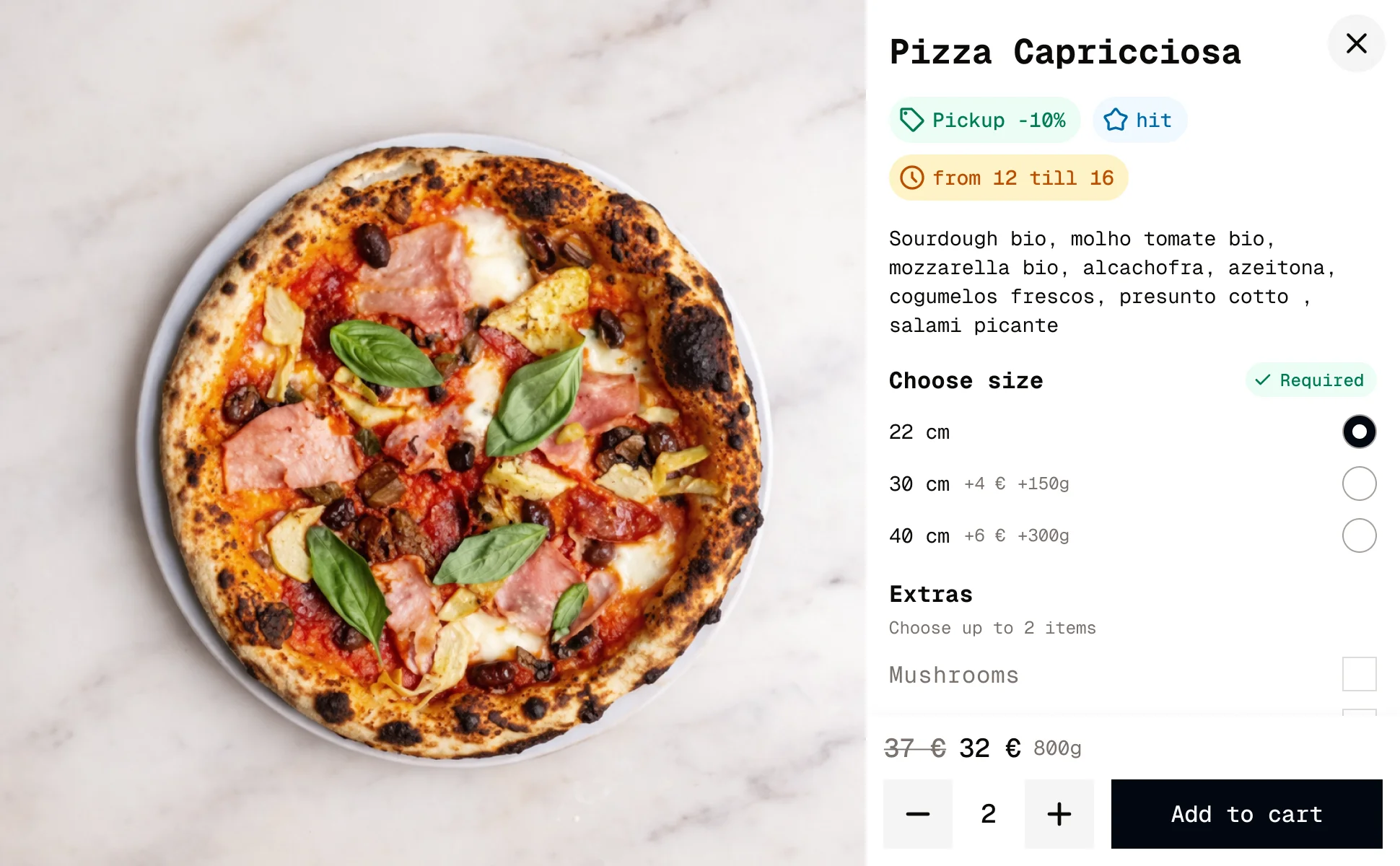 Pizza horizontal card
