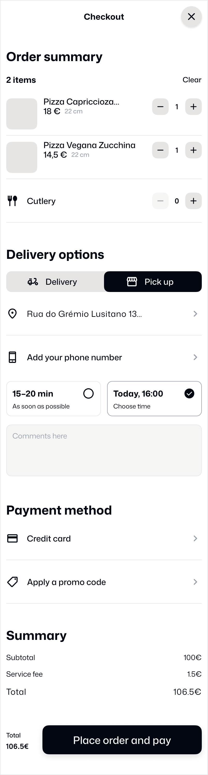 Checkout screen 2